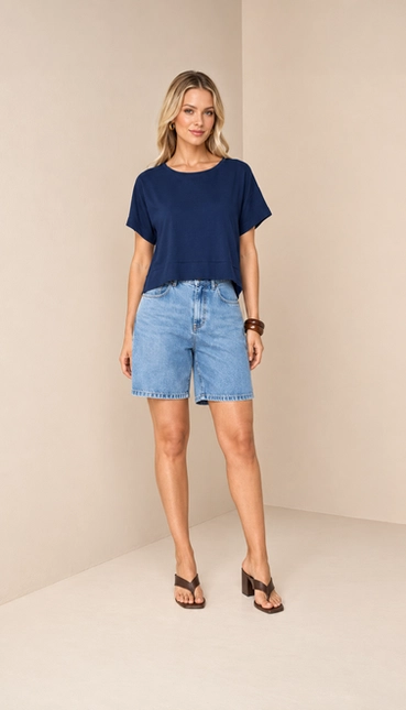 BLUSA AMPLA BARRADO DUPLO Y065.291