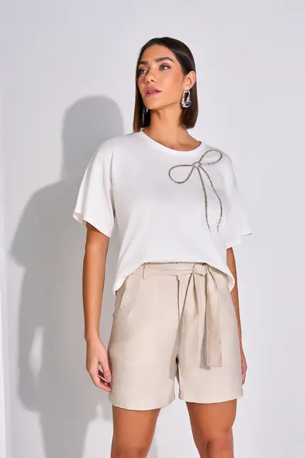 Blusa com Bordado Prateado – Yexx