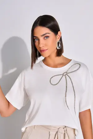 Blusa com Bordado Prateado – Yexx