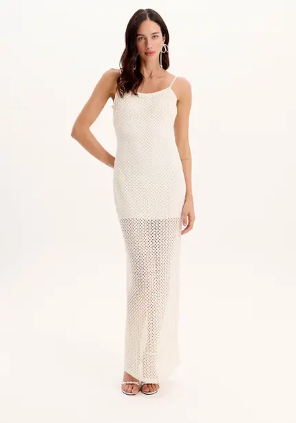 Vestido Midi Em Renda - Myft