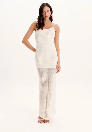 Vestido Midi Em Renda - Myft