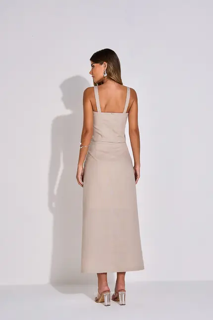 Saia Midi com Fenda Frontal – Yexx