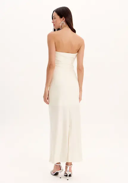 Vestido Midi Sem Alças Com Brilho - Myft