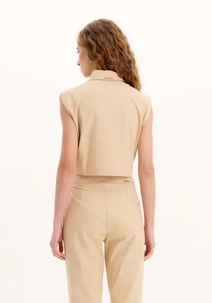 Camisa Curta Com Bolsos Laço - Myft