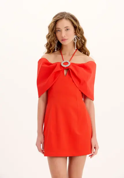Vestido Curto Com Maxi Laço - Myft