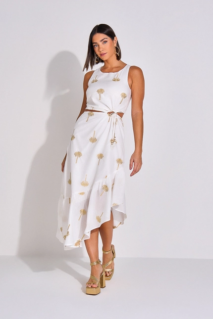 Vestido Midi com Bordado – Yexx