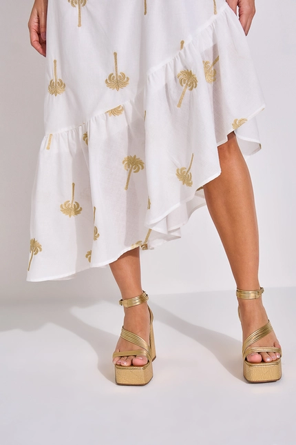Vestido Midi com Bordado – Yexx