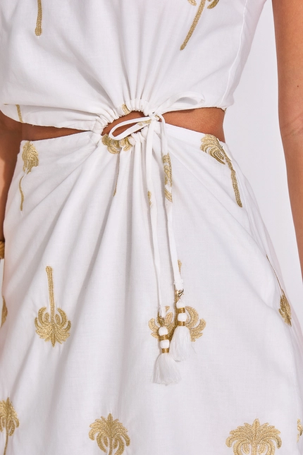 Vestido Midi com Bordado – Yexx