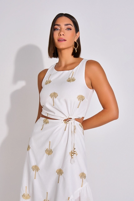 Vestido Midi com Bordado – Yexx