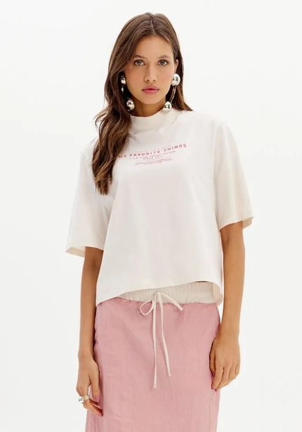 T-Shirt Com Estampa Gola Alta – Myft