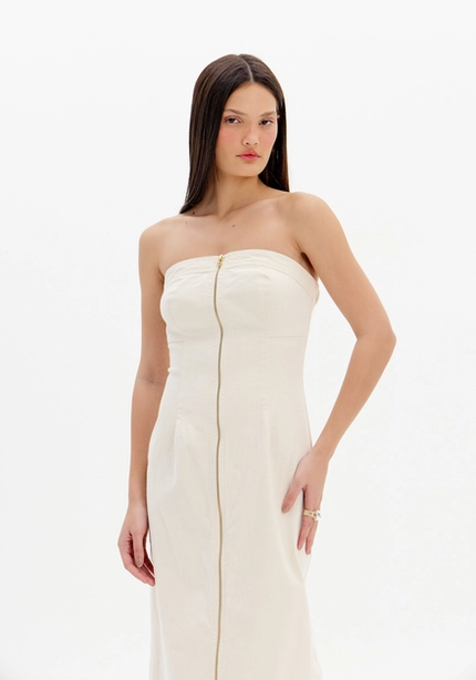 Vestido Longo Com Zíper Frontal – Myft