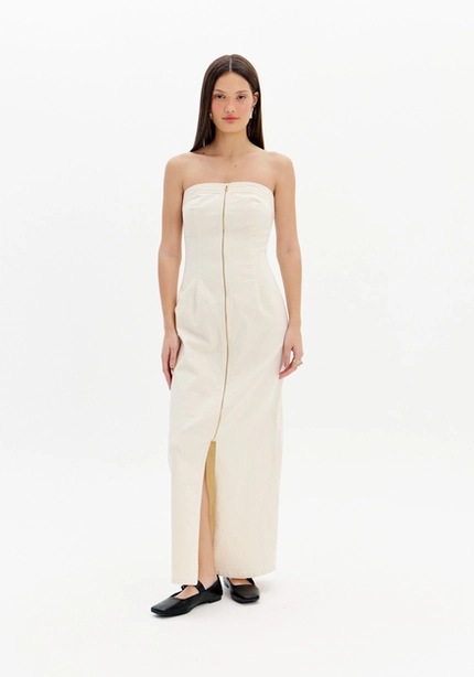 Vestido Longo Com Zíper Frontal – Myft
