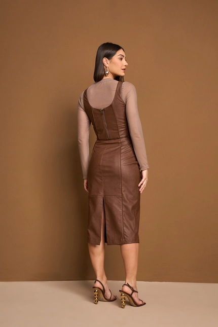 Saia Midi em PU - Yexx