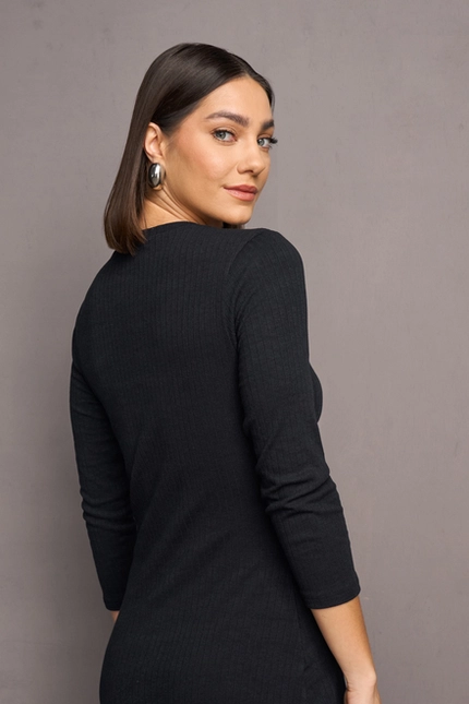 Vestido Midi Canelado – Yexx