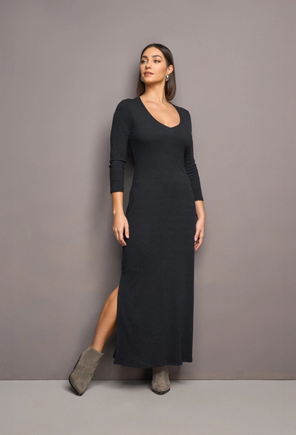 Vestido Midi Canelado – Yexx