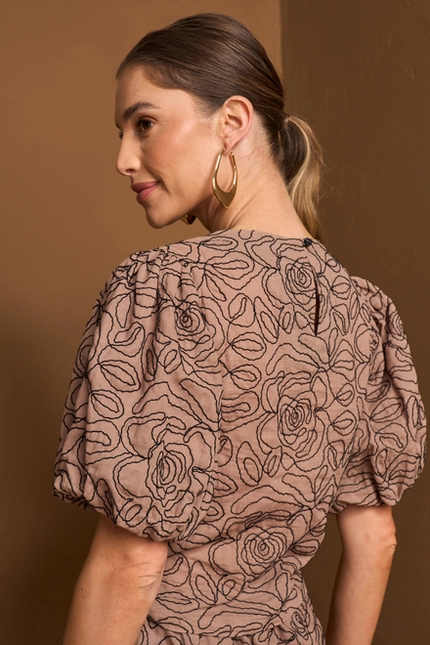 Blusa Estampada Manga Balonê – Yexx