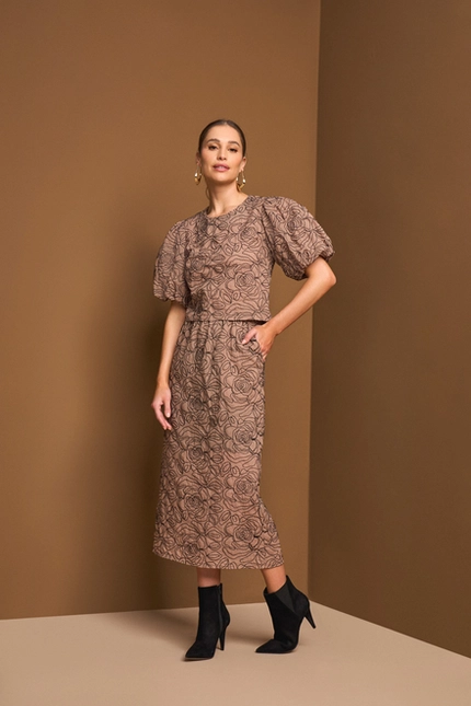 Saia Midi Estampada – Yexx