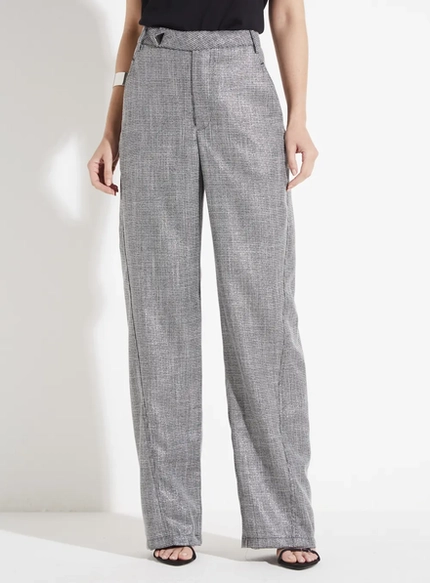 Calça Reta Alfaiataria Estampada – Forum