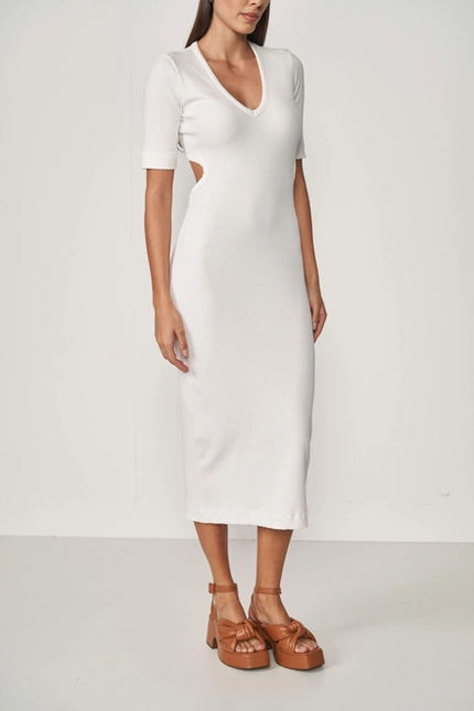 Vestido Midi Canelado Cut Out – Colcci