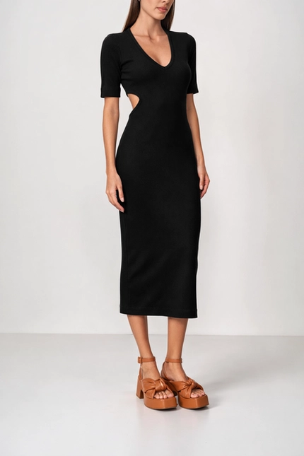 Vestido Midi Canelado Cut Out – Colcci