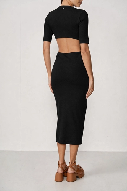Vestido Midi Canelado Cut Out – Colcci