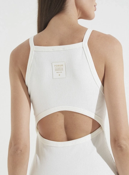 Vestido Canelado Midi com Recorte – Forum